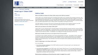 Portal FAQs - Portal Log-in/Citizen CUNY