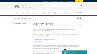 Log in to the portals | Australian Taxation Office