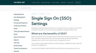Single Sign On (SSO) Settings – Base Support