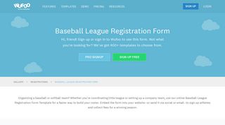 Baseball League Registration Form | Wufoo