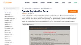 Sports Registration Form. Form Template | JotForm