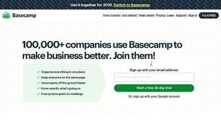 Sign up for Basecamp 3