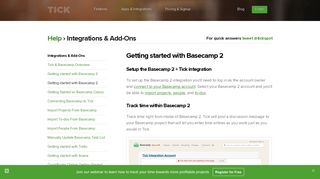 Getting started with Basecamp 2 - Tick's Time Tracking