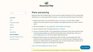 Plans and pricing - Basecamp 2 Help