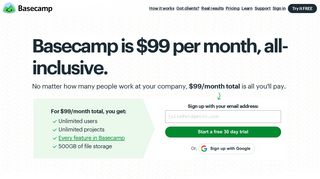 Basecamp 3 pricing