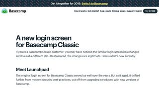A new login screen for Basecamp Classic