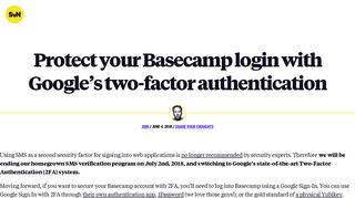 Protect your Basecamp login with Google's two-factor authentication ...