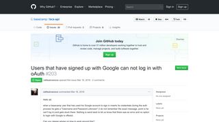 Users that have signed up with Google can not log in with oAuth - GitHub