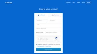 Sign Up - Coinbase - Buy/Sell Digital Currency