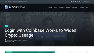 Login with Coinbase Works to Widen Crypto Useage - Blockonomi