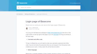 Login page of Basecone | Basecone UK Help Center