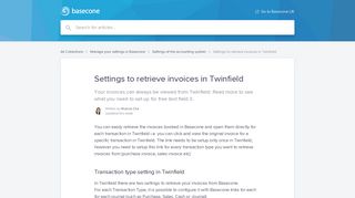 Settings to retrieve invoices in Twinfield | Basecone UK Help Center