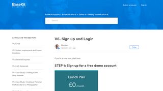 V6. Sign up and Login – BaseKit Support