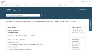 IBM IZ98617: KOREAN WITHIN CONDITION EXPRESSION DOESN'T ...