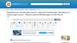 Registering your basemanager account, Logging into basemanager ...