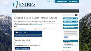 Creating a Basic BCeID - Online Tutorial | NIEFS | North Island ...