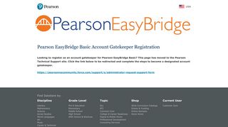 Pearson EasyBridge Basic Account Gatekeeper Registration