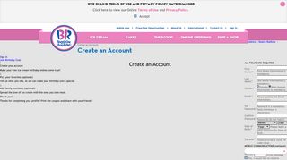 Create an Account | Baskin-Robbins