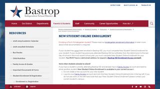 Resources / New Student Online Enrollment - Bastrop ISD