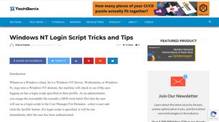 Windows NT Login Script Tricks and Tips - TechGenix
