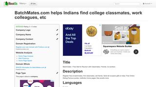 BatchMates.com helps Indians find college classmates, work ...