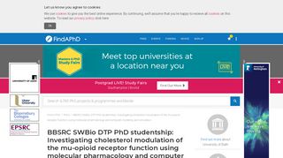 BBSRC SWBio DTP PhD studentship: Investigating cholesterol ...