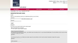 Registration and Login - Bath Spa University