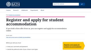 Register and apply for student accommodation