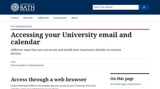 Accessing your University email and calendar