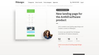 New landing page for the Anthill software product - 99Designs