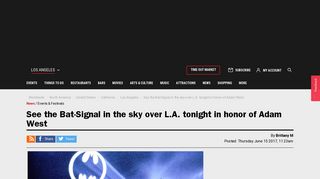 See the Bat-Signal in the sky over L.A. tonight in honor of Adam West