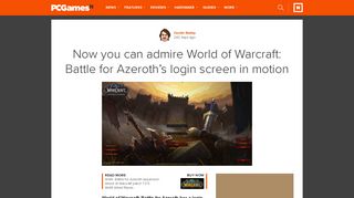 Battle for Azeroth's login screen in motion - PCGamesN