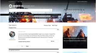 Solved: How to link battlefield1 Account on pc to battlefield1 on ps4 ...