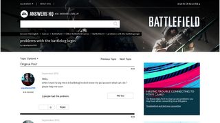 problems with the battlelog login - Answer HQ