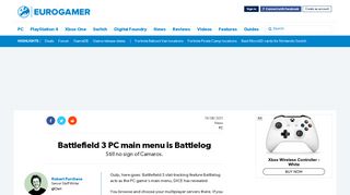 Battlefield 3 PC main menu is Battlelog • Eurogamer.net