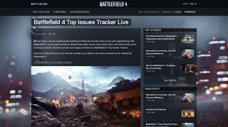 Battlefield 4 Top Issues Tracker Live - News - Battlelog / Battlefield 4