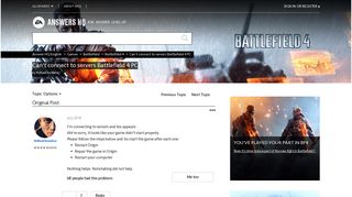 Solved: Can't connect to servers Battlefield 4 PC - Answer HQ