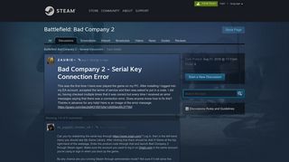 Bad Company 2 - Serial Key Connection Error :: Battlefield: Bad ...