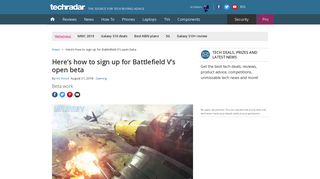 Here's how to sign up for Battlefield V's open beta | TechRadar