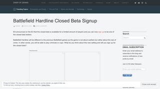 Battlefield Hardline Closed Beta Signup – Diary of Dennis