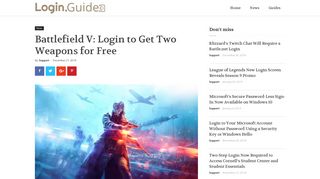 Battlefield V: Login to Get Two Weapons for Free – Login.Guide