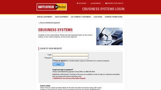 Battlefield Equipment Rentals - Ebusiness Systems Login