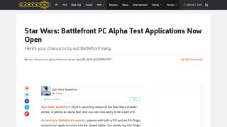 Star Wars: Battlefront PC Alpha Test Applications Now Open - GameSpot