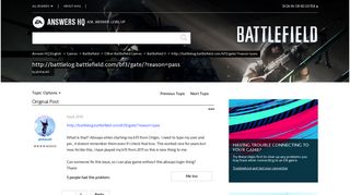 http://battlelog.battlefield.com/bf3/gate/?reason=pass - EA Answers HQ