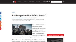 Battlelog ruined Battlefield 3 on PC | VentureBeat