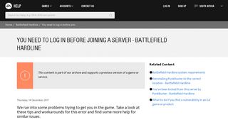 Battlefield Hardline - You need to log in before joining a server ...