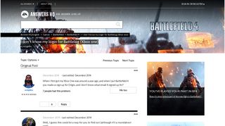 I don't know my login for Battlelog (Xbox one) - Answer HQ
