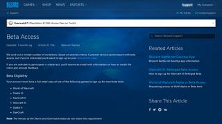Beta Access - Blizzard Support - Blizzard Entertainment