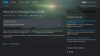 Warcraft III: Reforged Beta Access - Blizzard Support