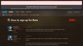 How to sign up for Beta - World of Warcraft Forums - Blizzard ...